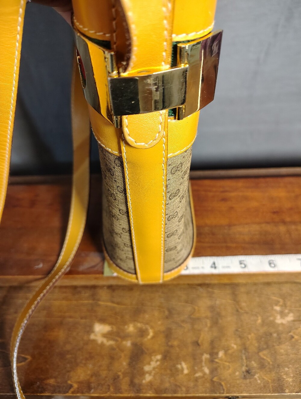 Gucci Yellow Leather and GG Canvas Crossbody Bag - Picture 5 of 13